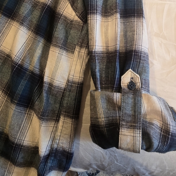 Falls Creek Blue and Cream Plaid Shirt - Picture 4 of 4